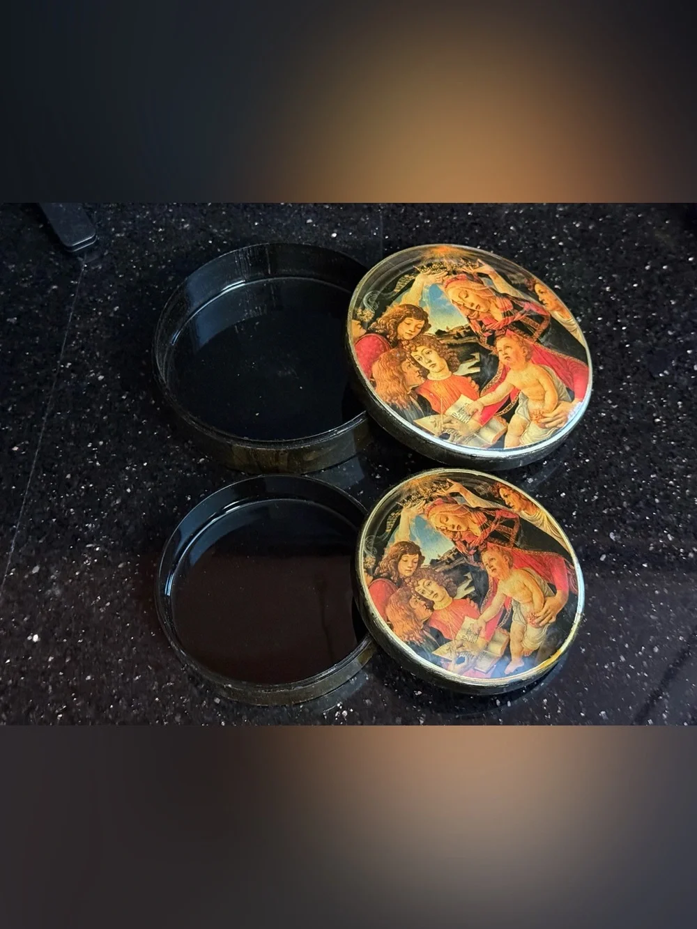 ✨ Beautiful Vintage Sandro Botticelli Art Trinket Box Set